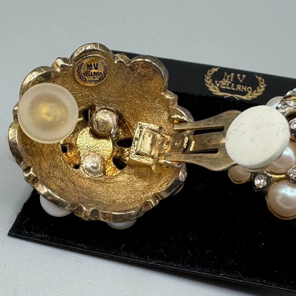 VintageFaux Pearl Lot, Pearl Studded Hair Comb, Necklace, M Vellano Earrings NWT - Picture 4 of 12